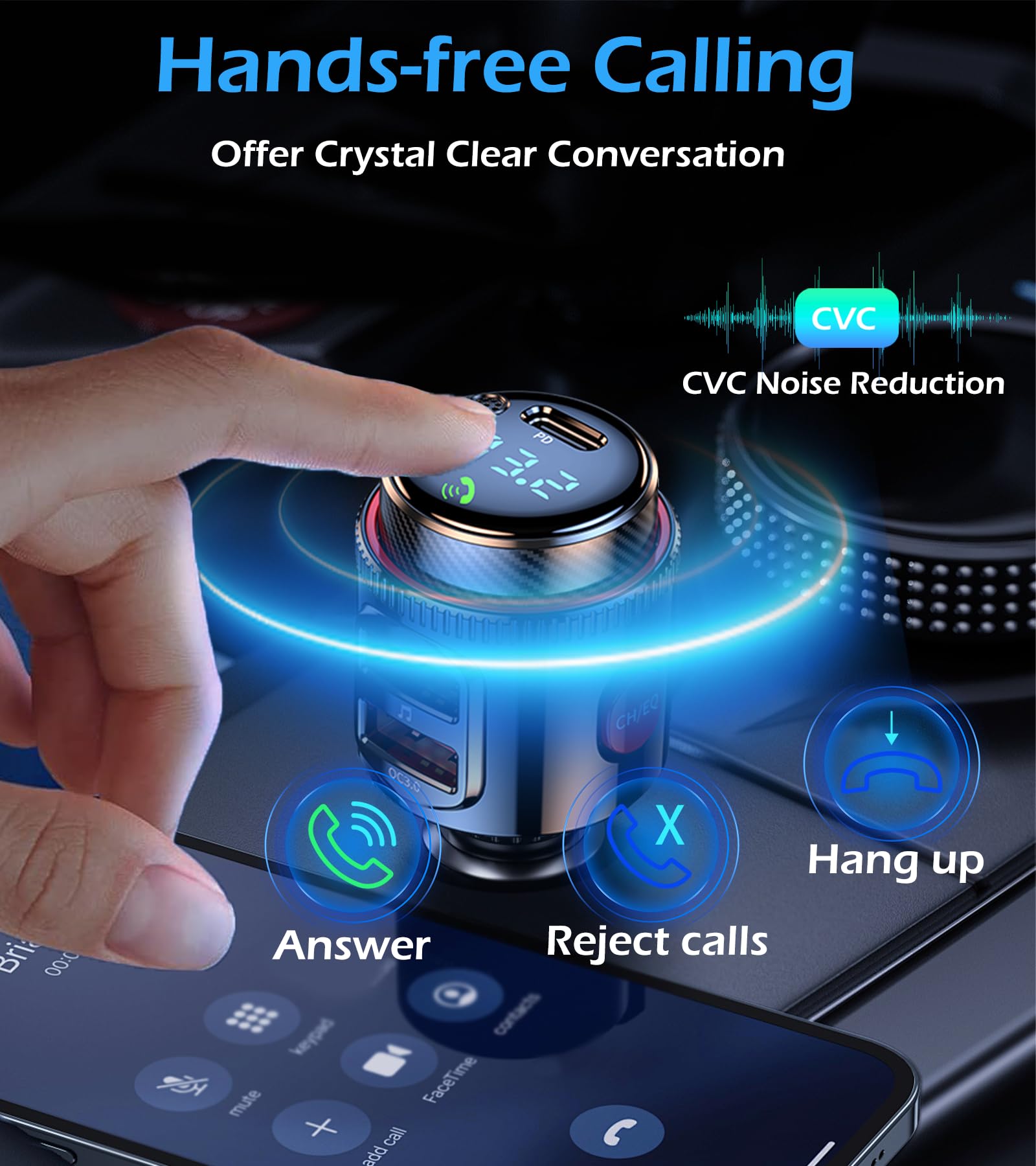48W Bluetooth FM Transmitter with Fast Charging