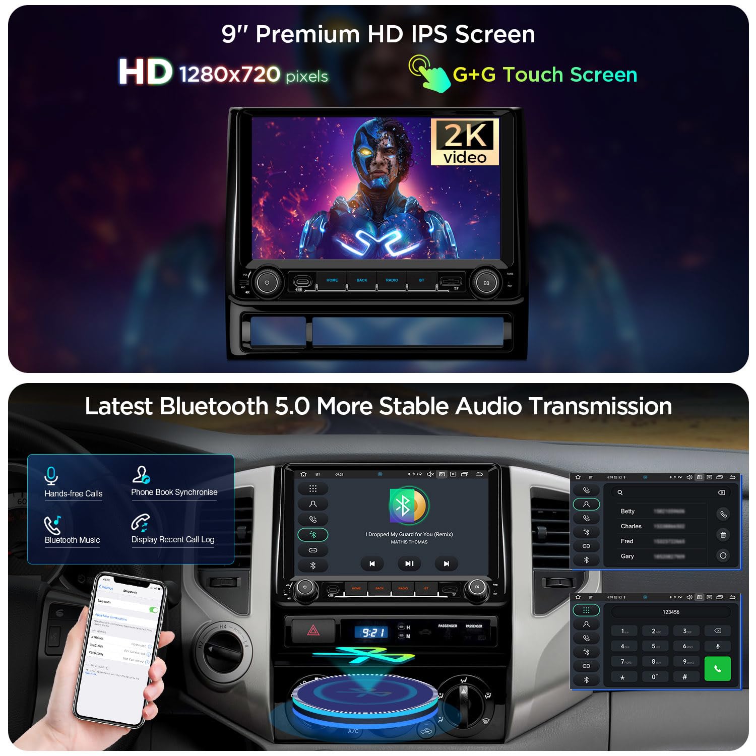 XTRONS 9" Android 14 Car Stereo for Toyota