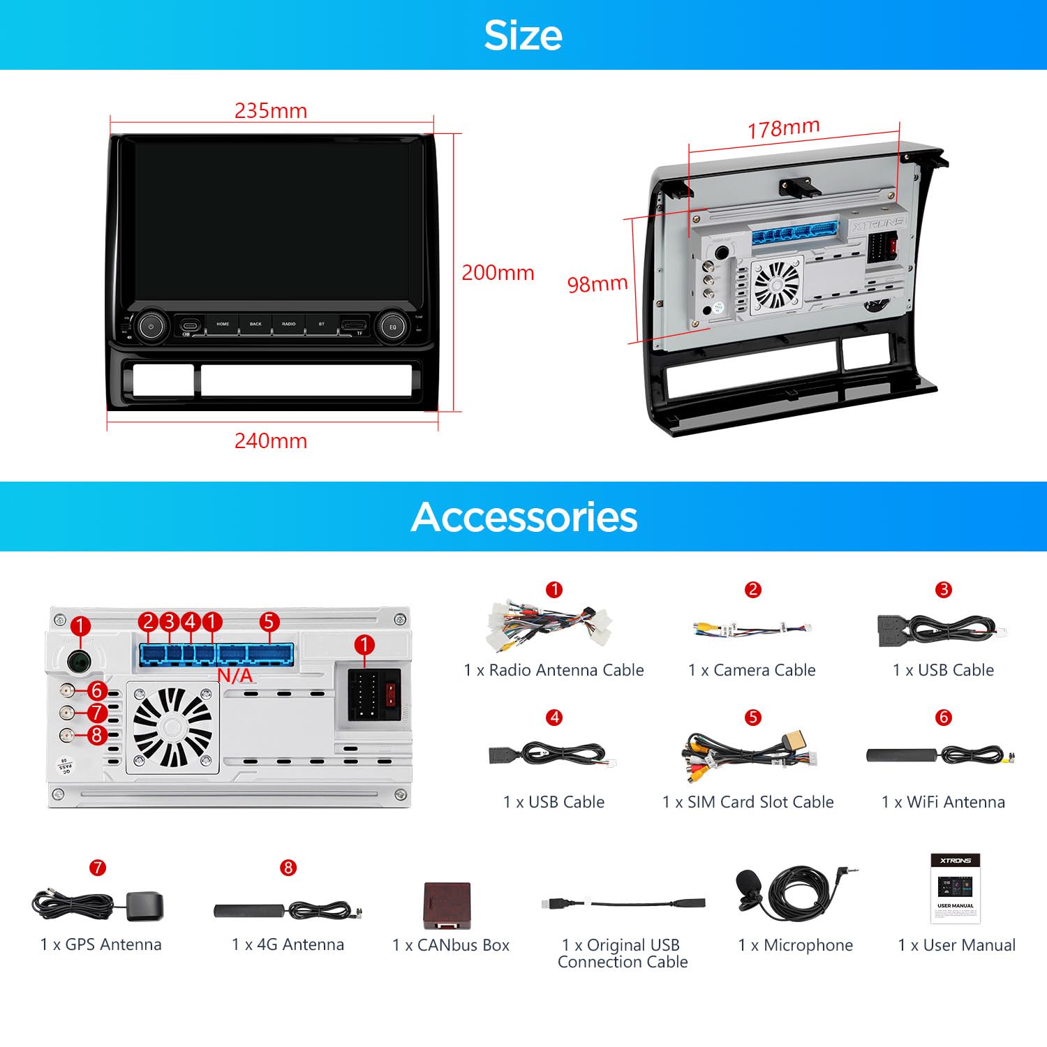 XTRONS 9" Android 14 Car Stereo for Toyota