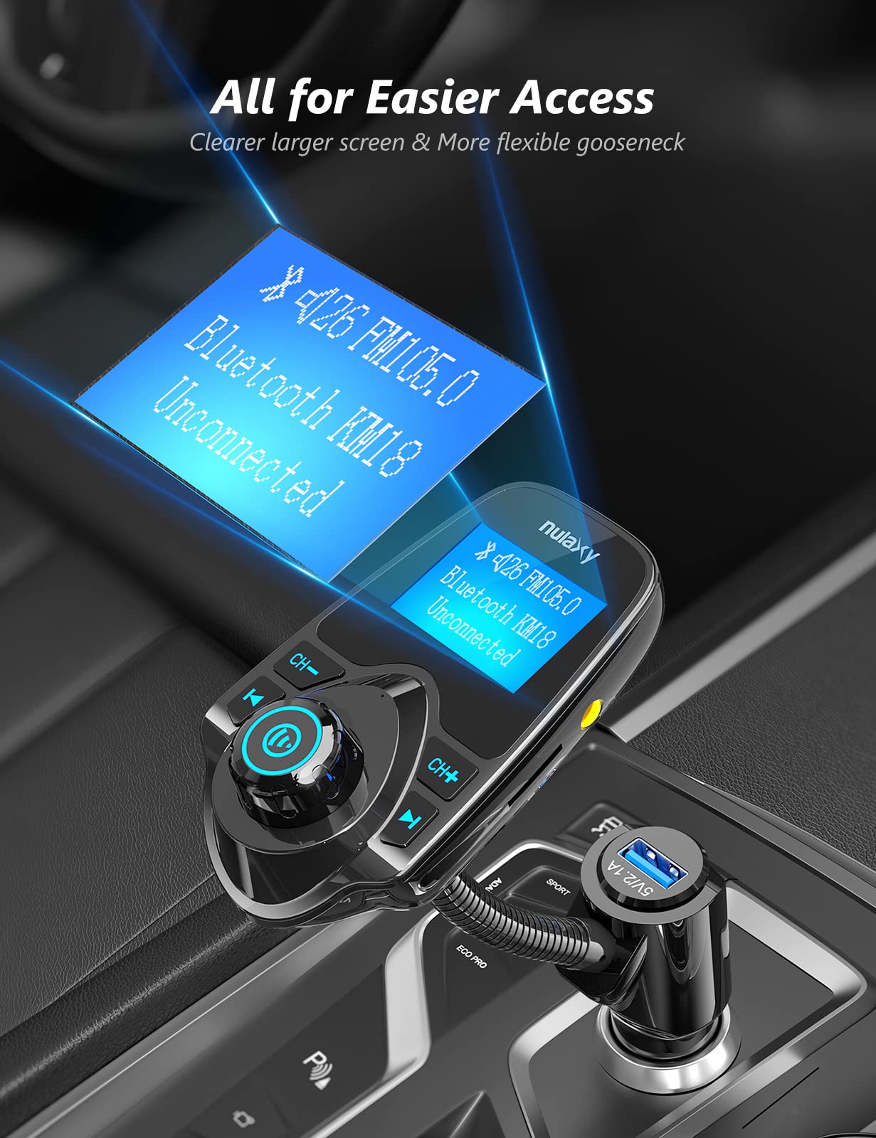 Bluetooth FM Transmitter with Display & Charger