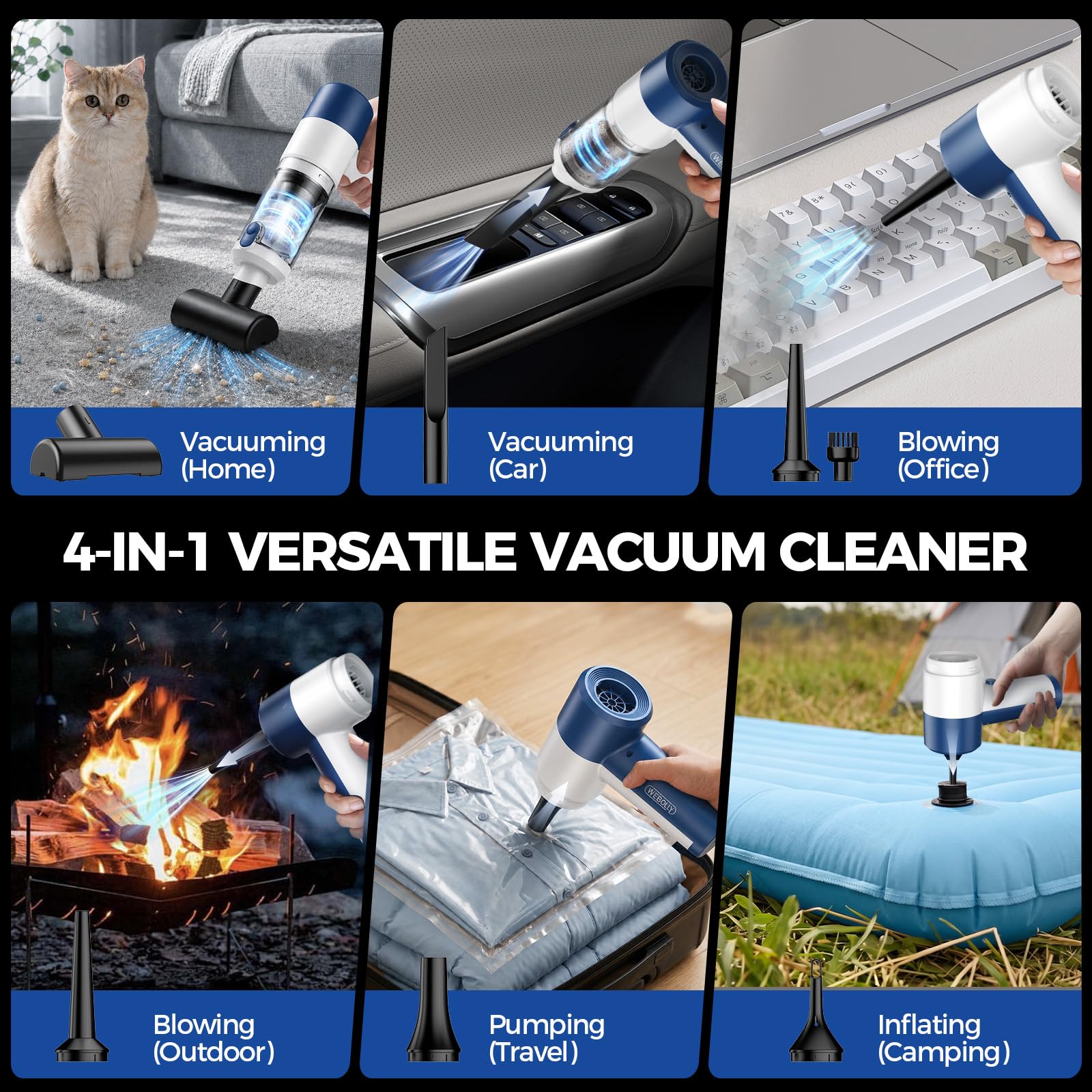 4-in-1 Cordless Car Vacuum & Air Duster