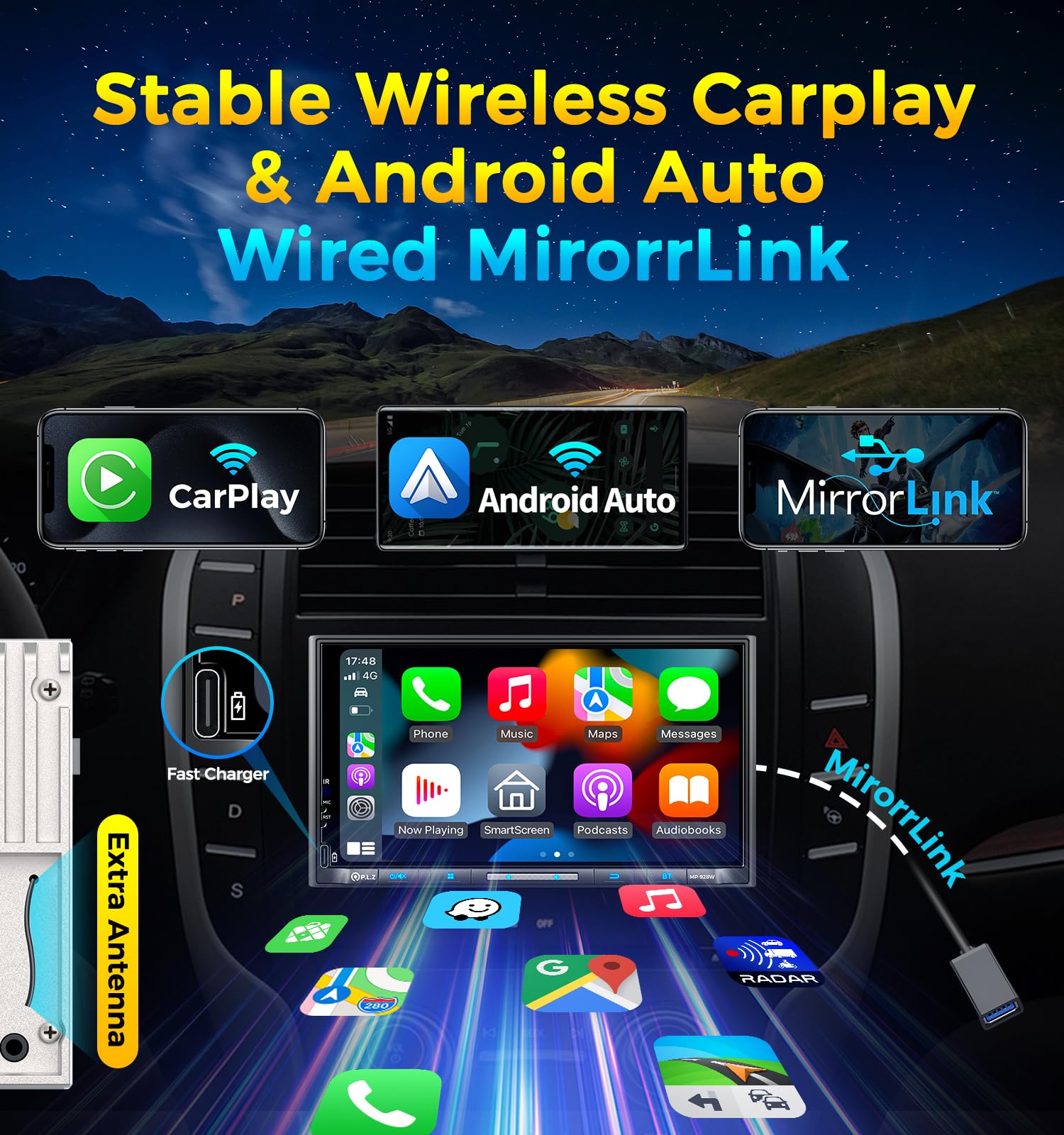 Wireless CarPlay & Android Auto Car Stereo