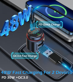 48W Bluetooth FM Transmitter with Fast Charging