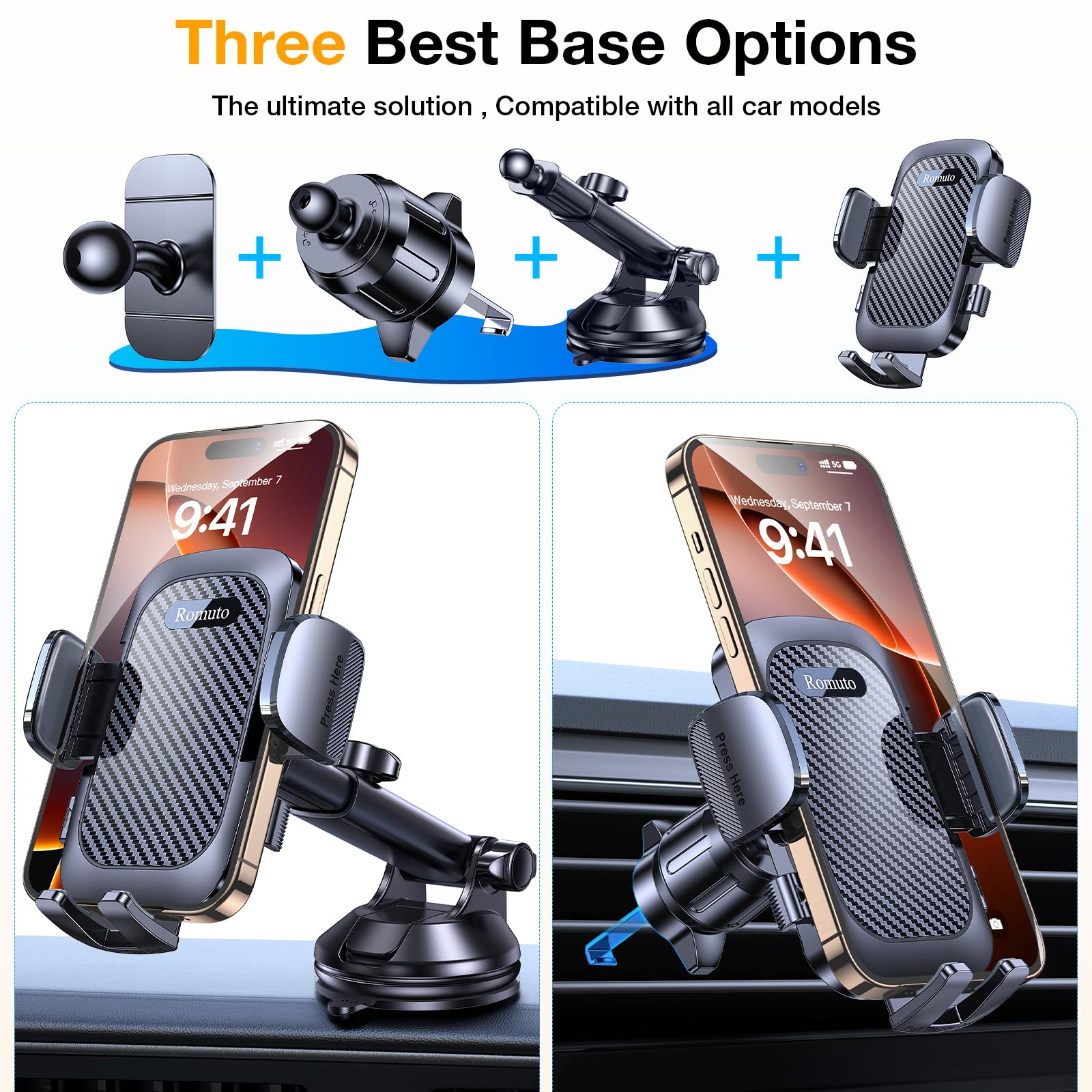 360° Suction Car Phone Mount
