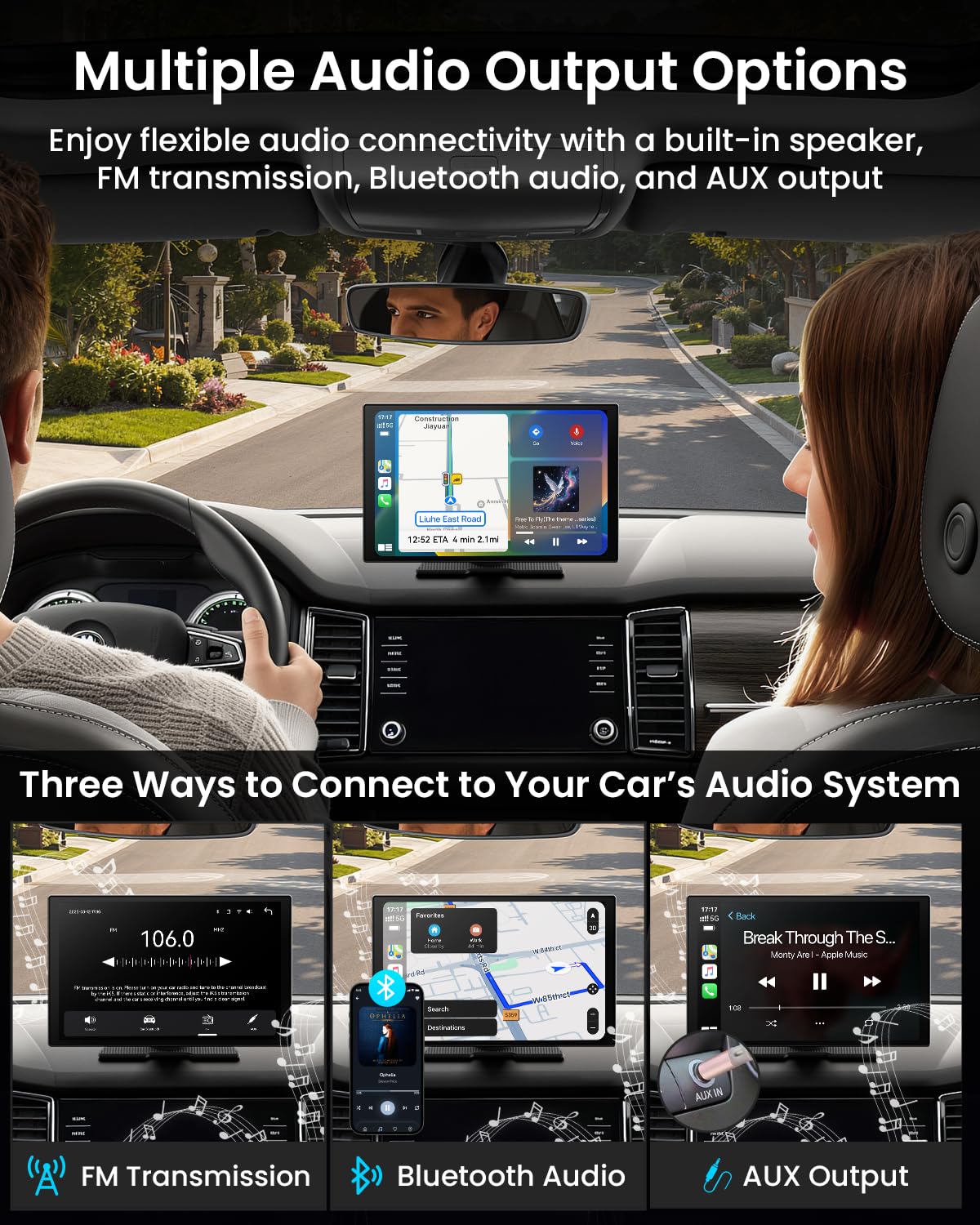 11" Wireless CarPlay Screen with 4K Dash Cam