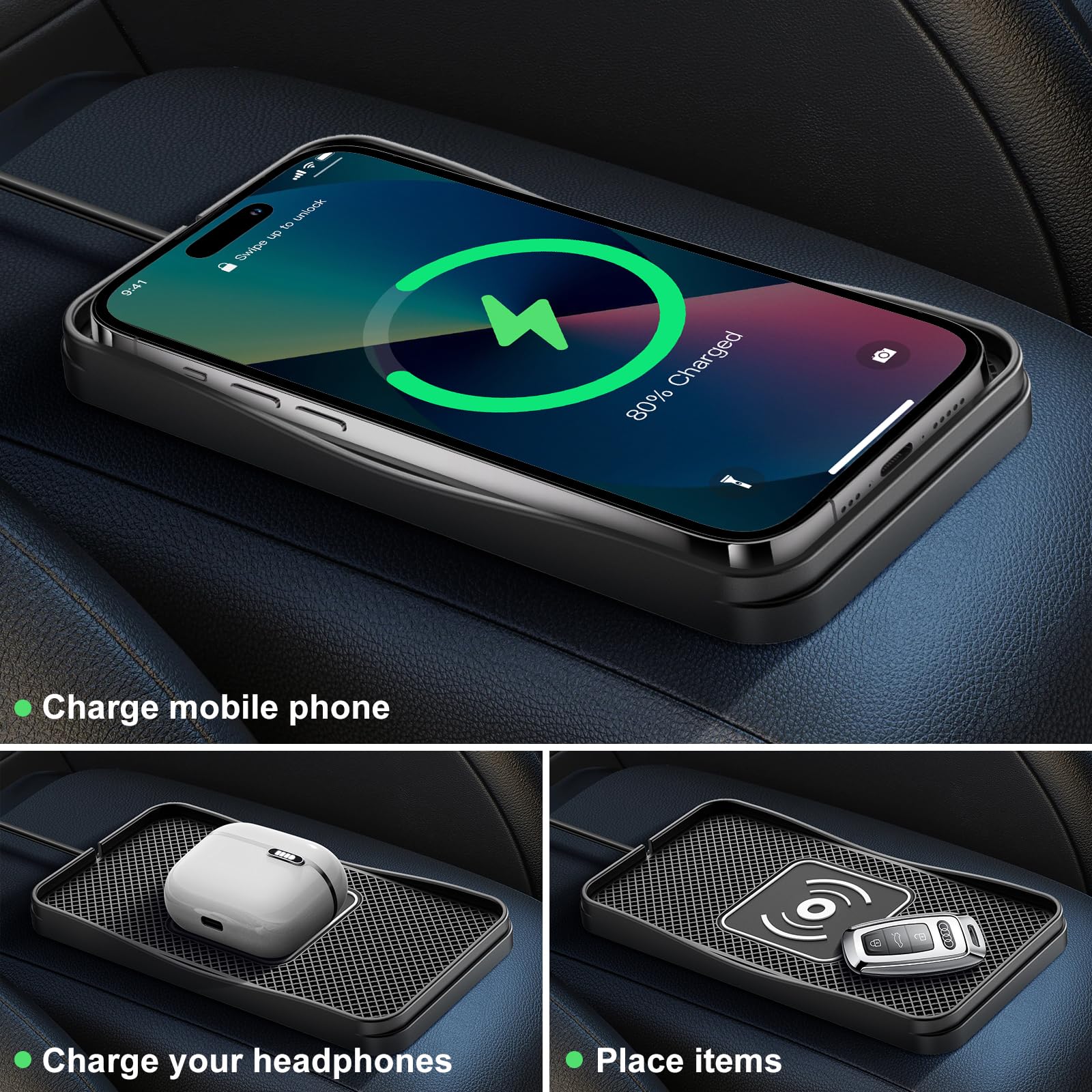 Wireless Car Charger, 20W Fast Charging Pad