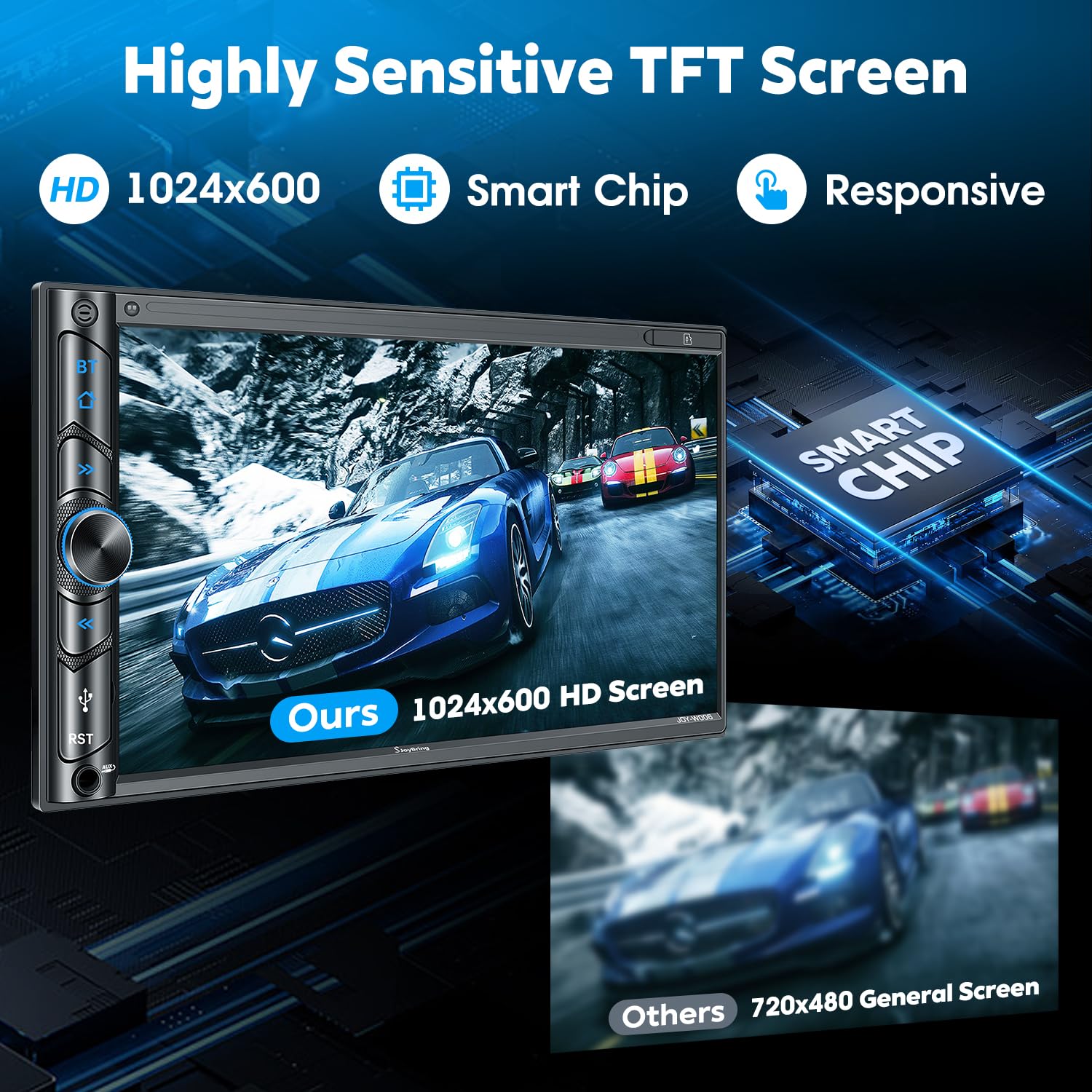Double DIN Car Stereo with CarPlay & Android Auto