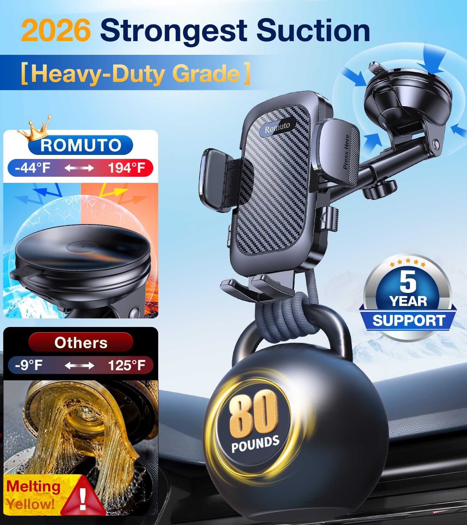360° Suction Car Phone Mount