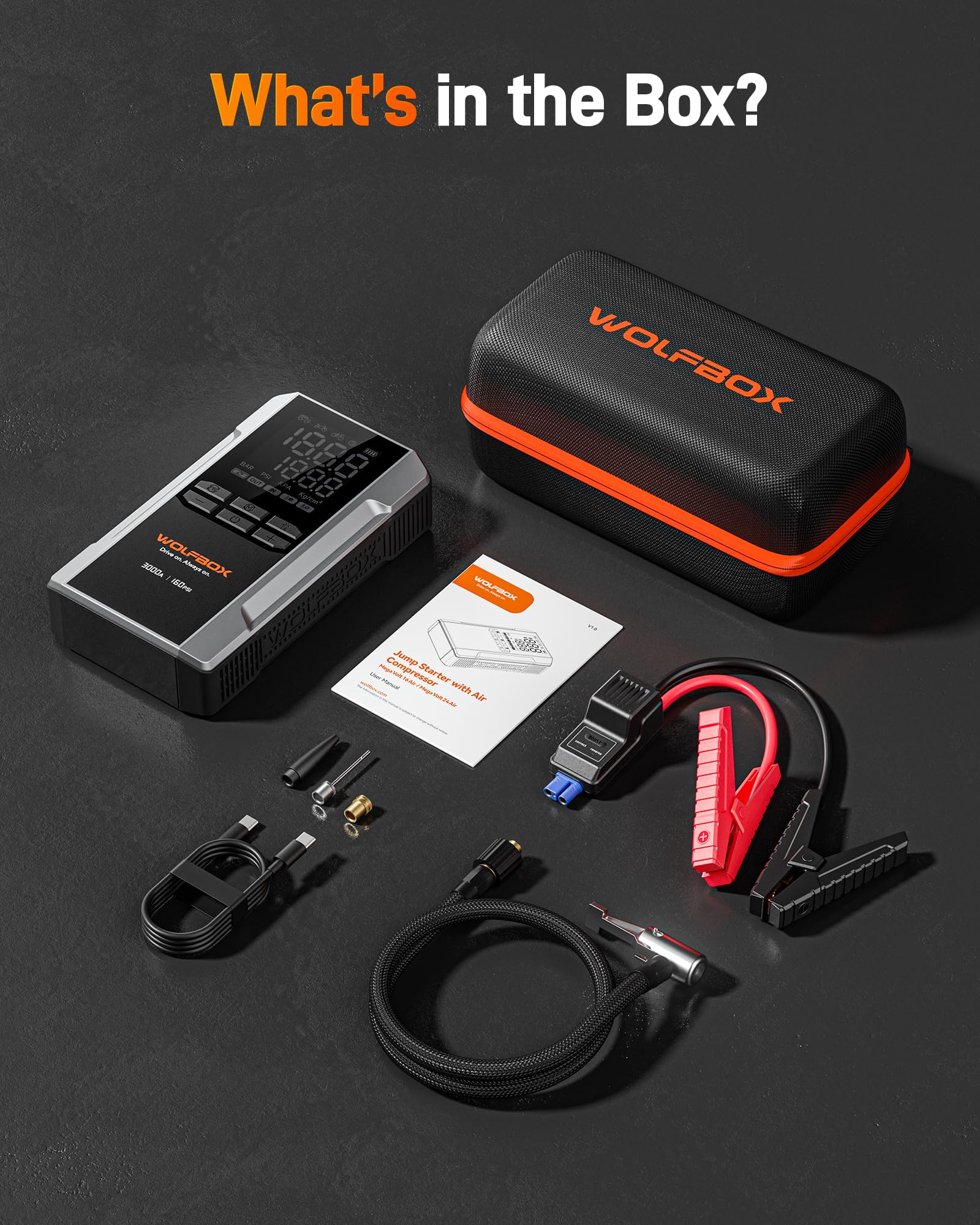 Jump Starter with Air Compressor & Fast Charging