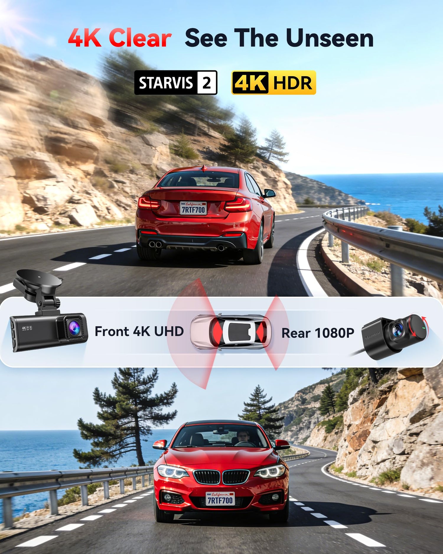 4K Dual Dash Cam with STARVIS 2 & GPS