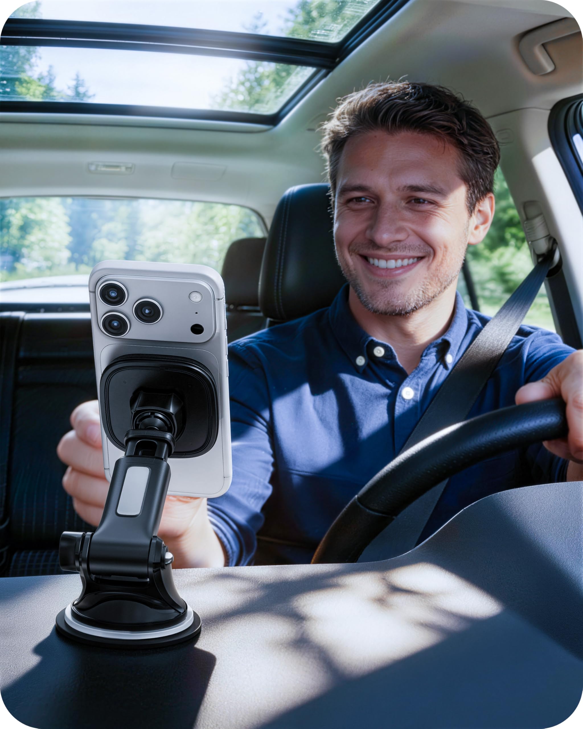 MagSafe Car Mount with Suction Cup Arm