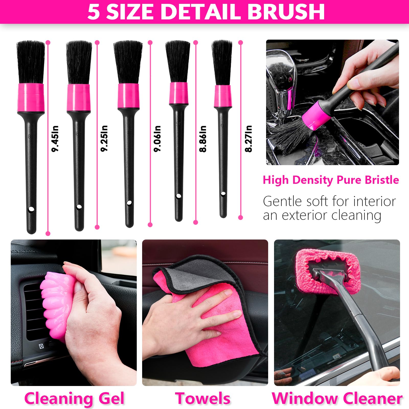 Car Vacuum Detailing Kit with Brush Set