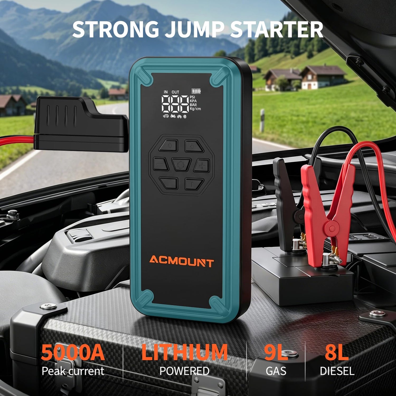 5000A Jump Starter with Air Compressor