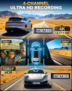 4-Channel 360° 4K Dash Cam with GPS & Night Vision