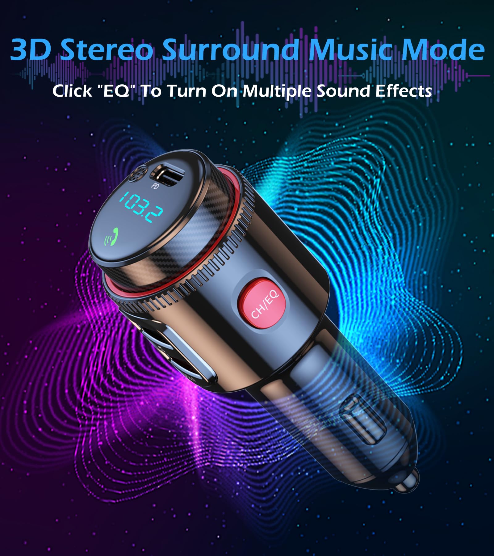 48W Bluetooth FM Transmitter with Fast Charging